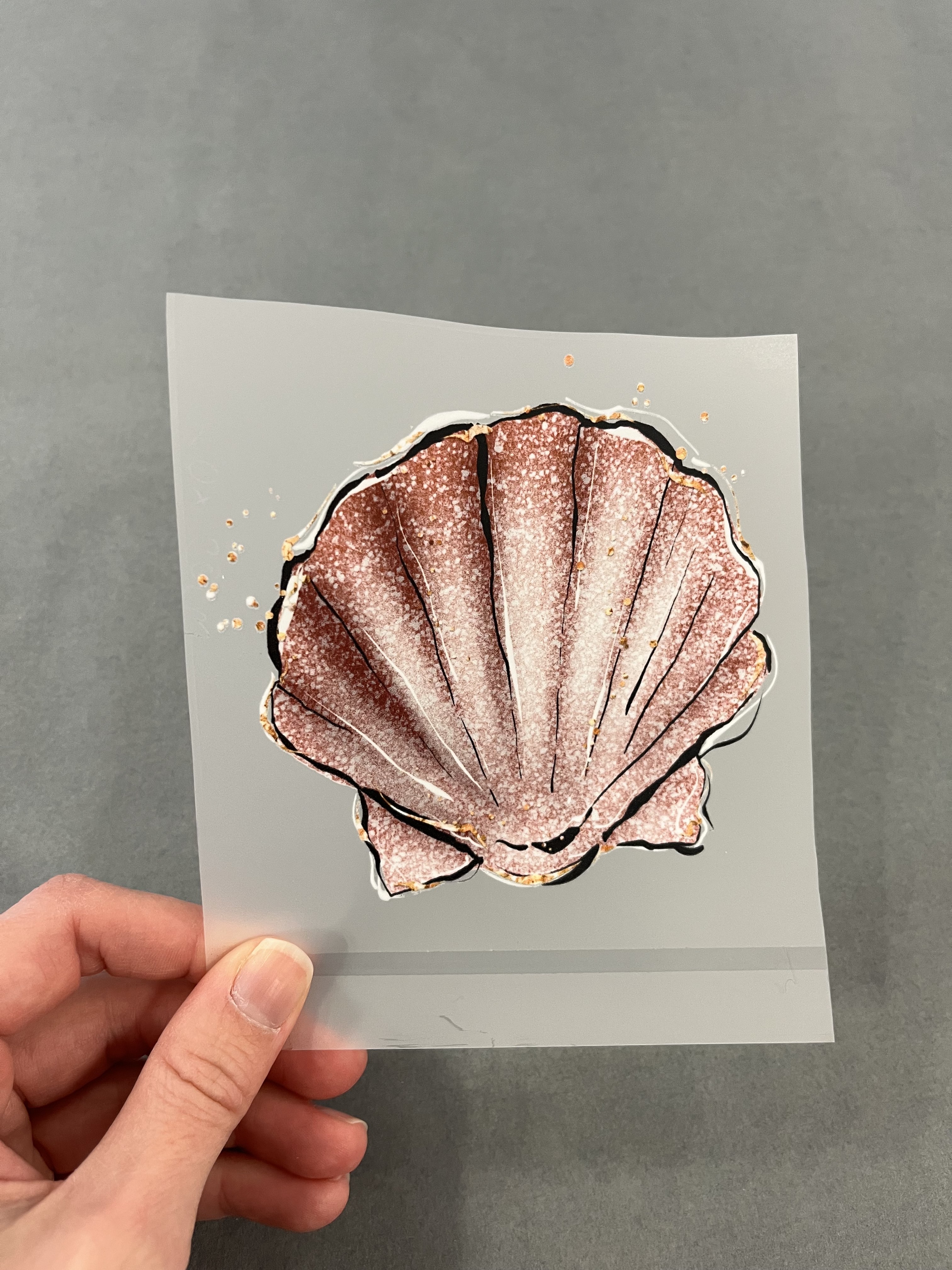 Bügelbild Love Ocean Muschel Rosa Gold ca 11x10,5 cm