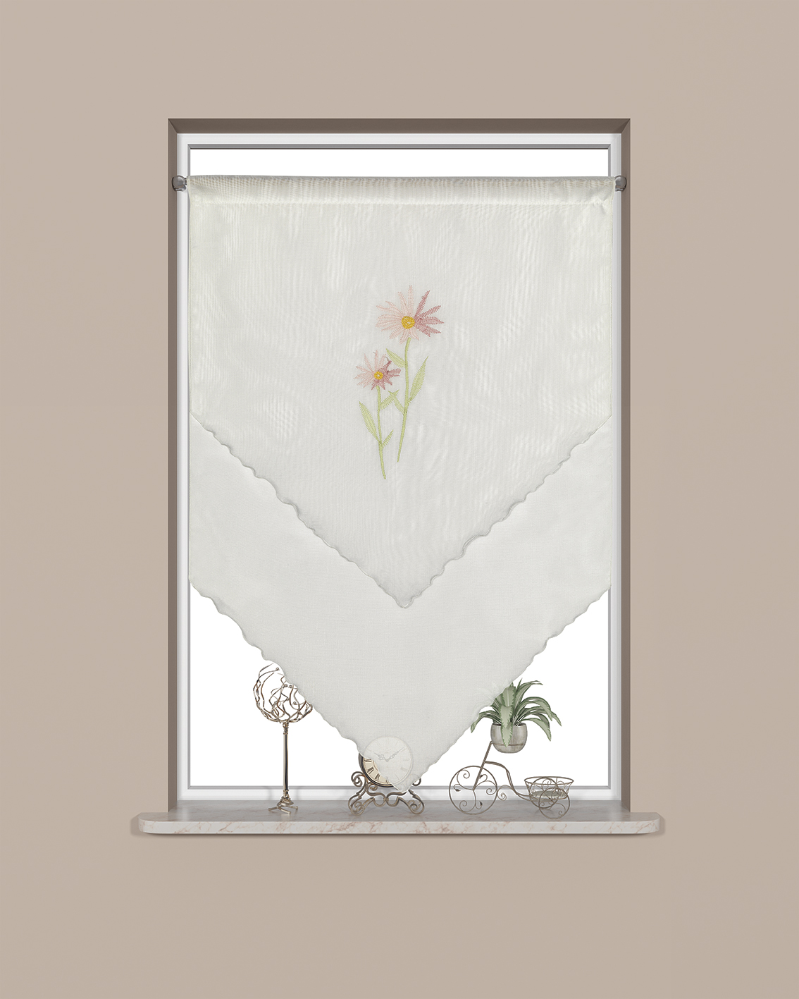 Kuvert 4020 02 Fensterspitze Bistrogardine Natur Rosa