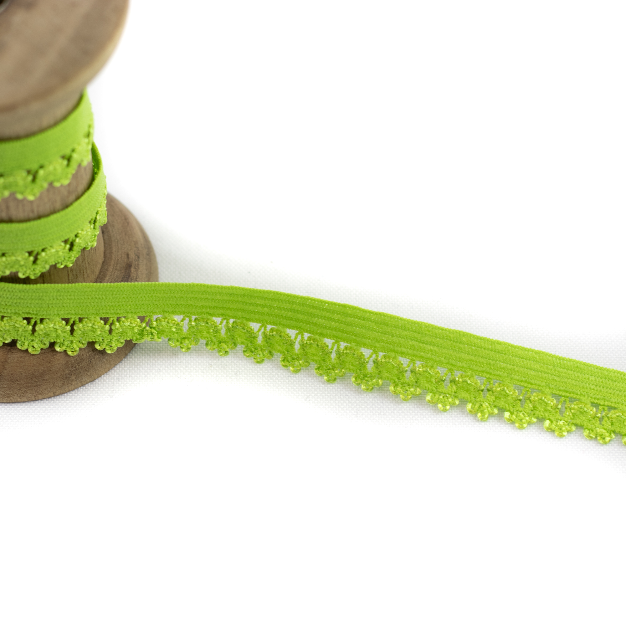 Gummiband Wäschegummi Zierband Uni mit Spitze 1 cm Grasgrün