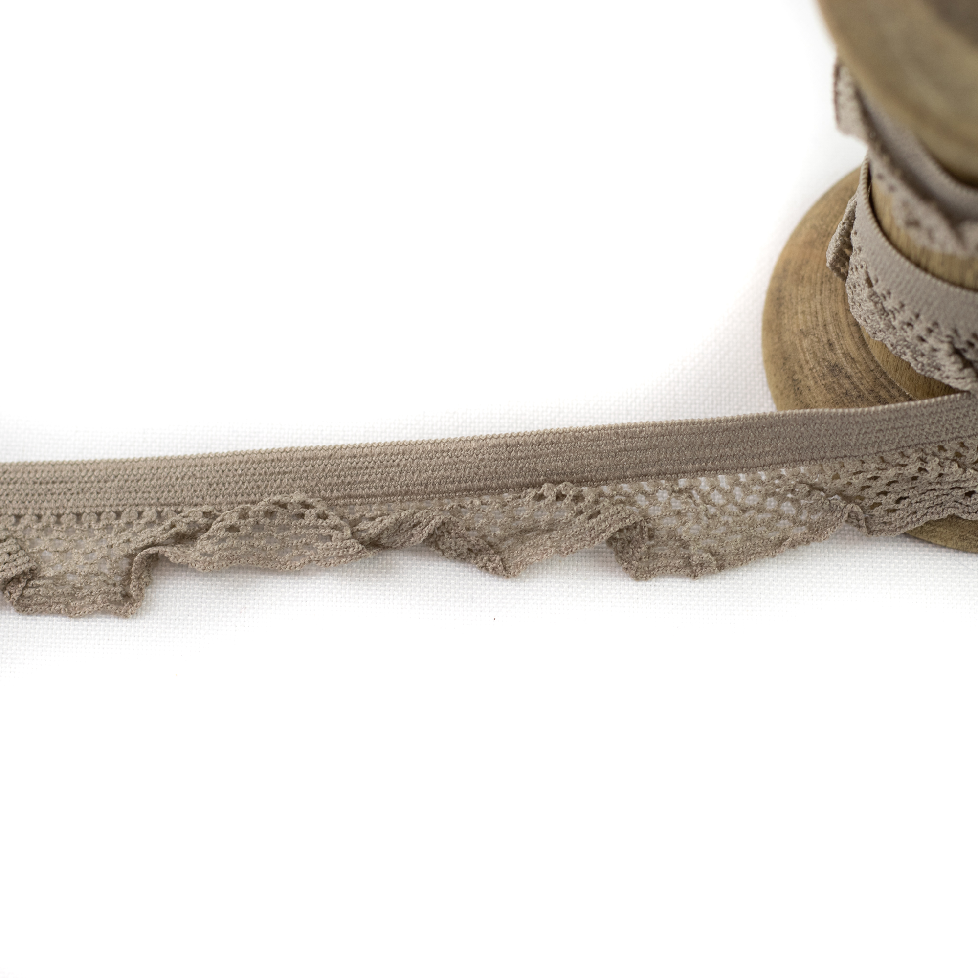 Gummiband Wäschegummi Zierband Uni mit Netz 1,5 cm Taupe