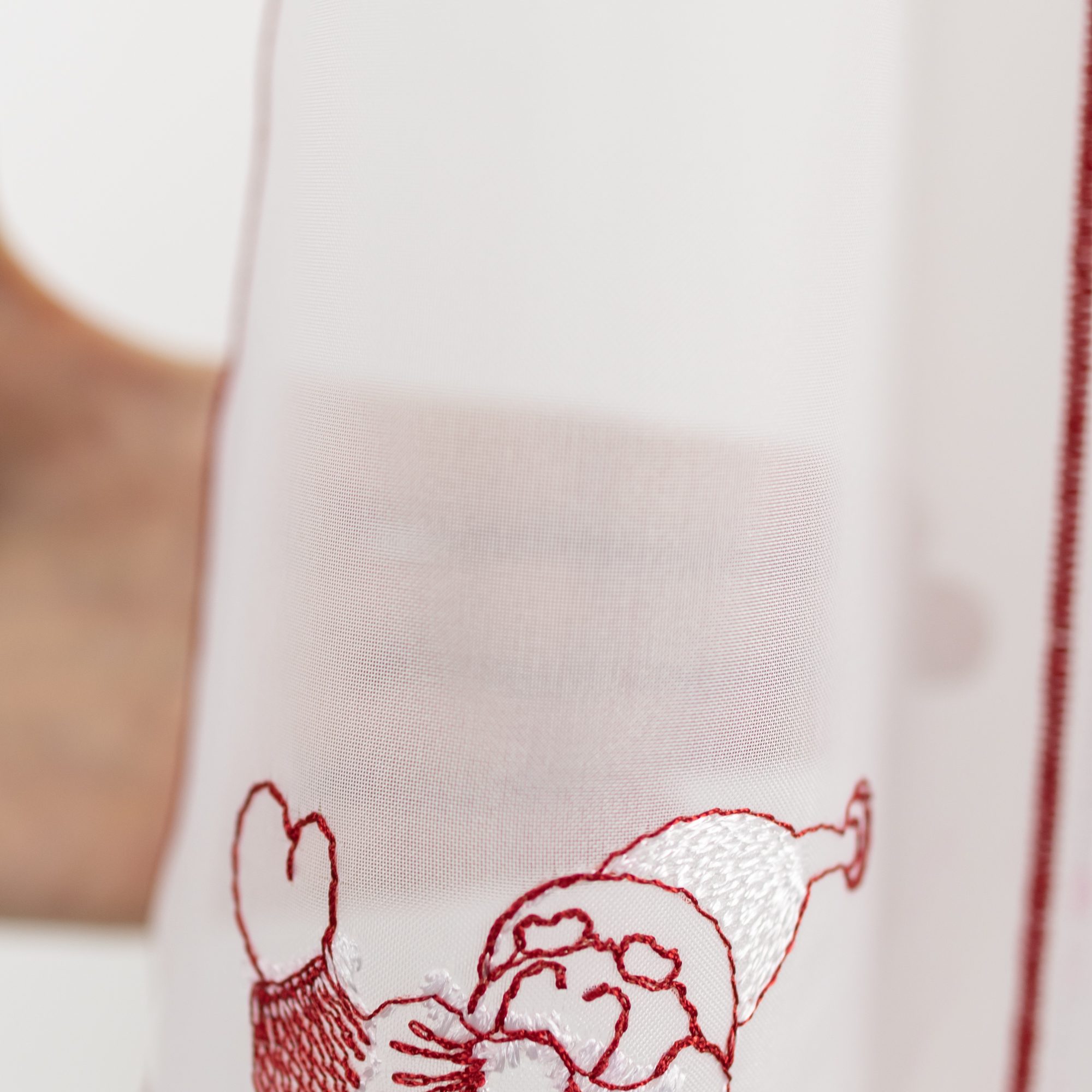 Scheibengardine Weihnachten Bistrogardine Küchengardine Meterware 126 Weihnachtsmann Weiß Rot 45 cm