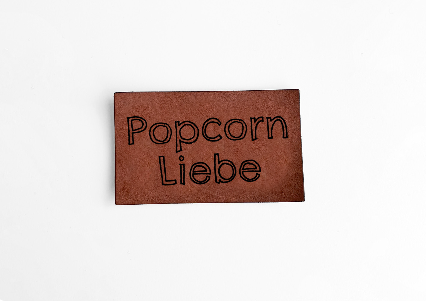 Weiches Kunstlederlabel Soft Eat & Love Cinema Popcornliebe 3 x 5 cm Label Patch Aufnäher