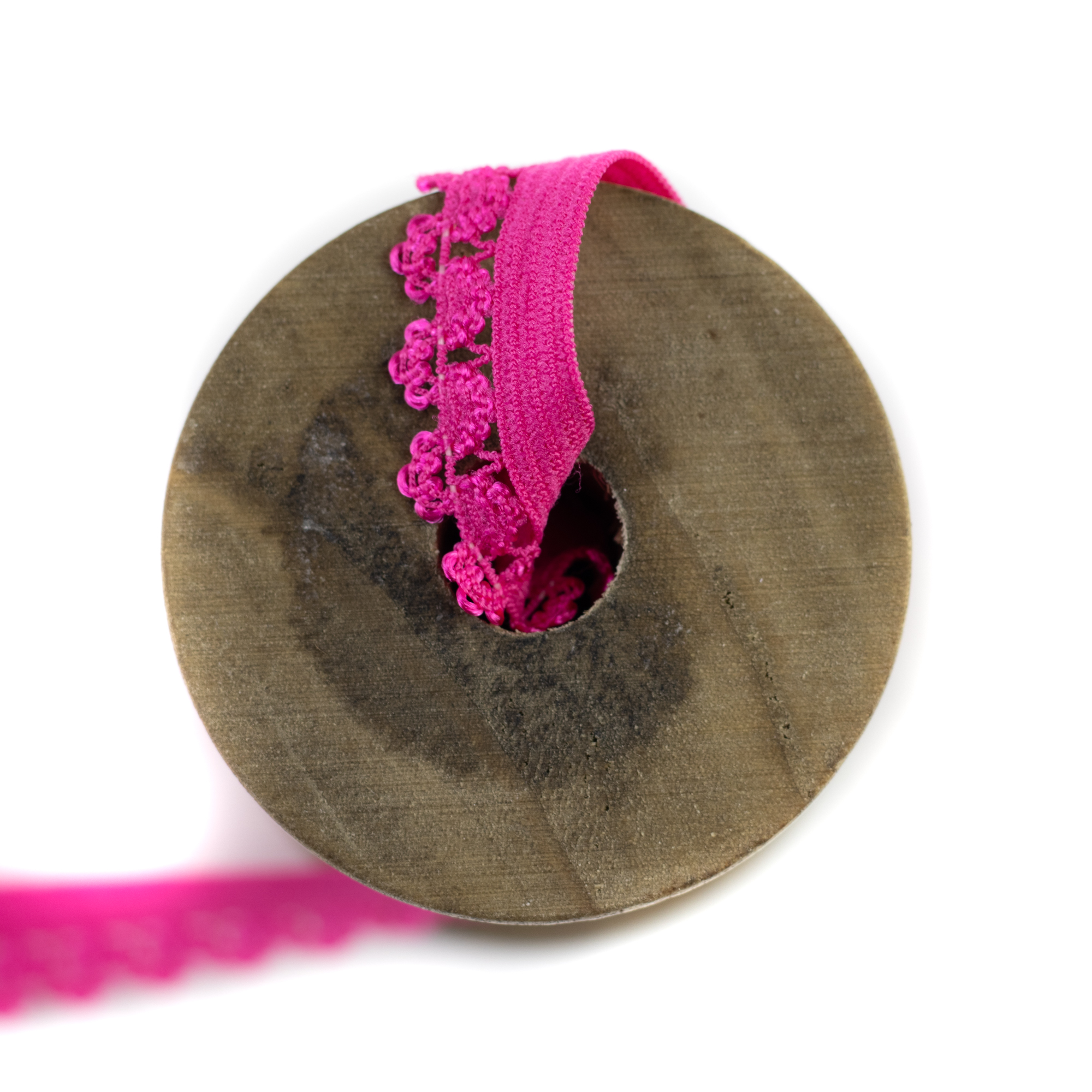 Gummiband Wäschegummi Zierband Uni mit Spitze 1 cm Pink