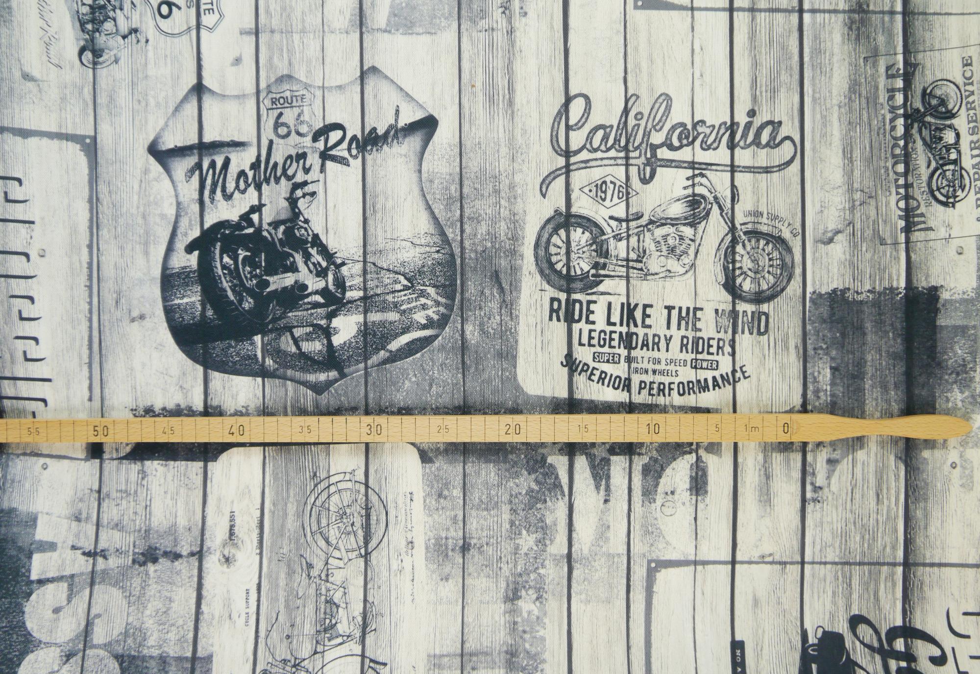 Canvasoptik Stoff Vintage California Beige Schwarz