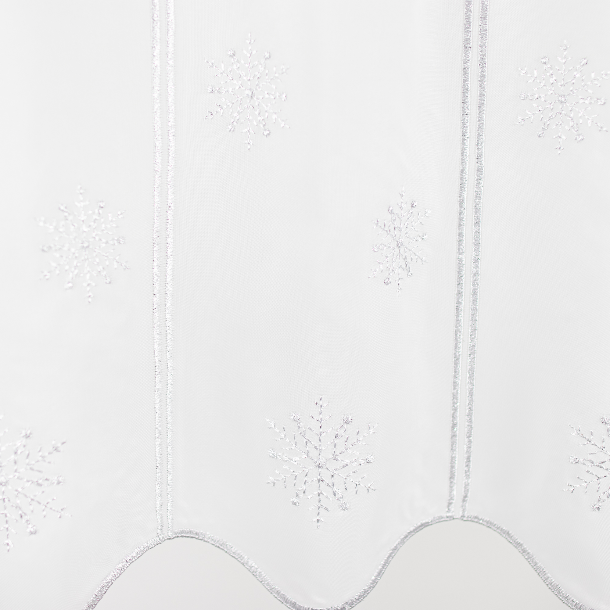 Scheibengardine Weihnachten Bistrogardine Küchengardine Meterware 971 Schneeflocke Weiß Silber