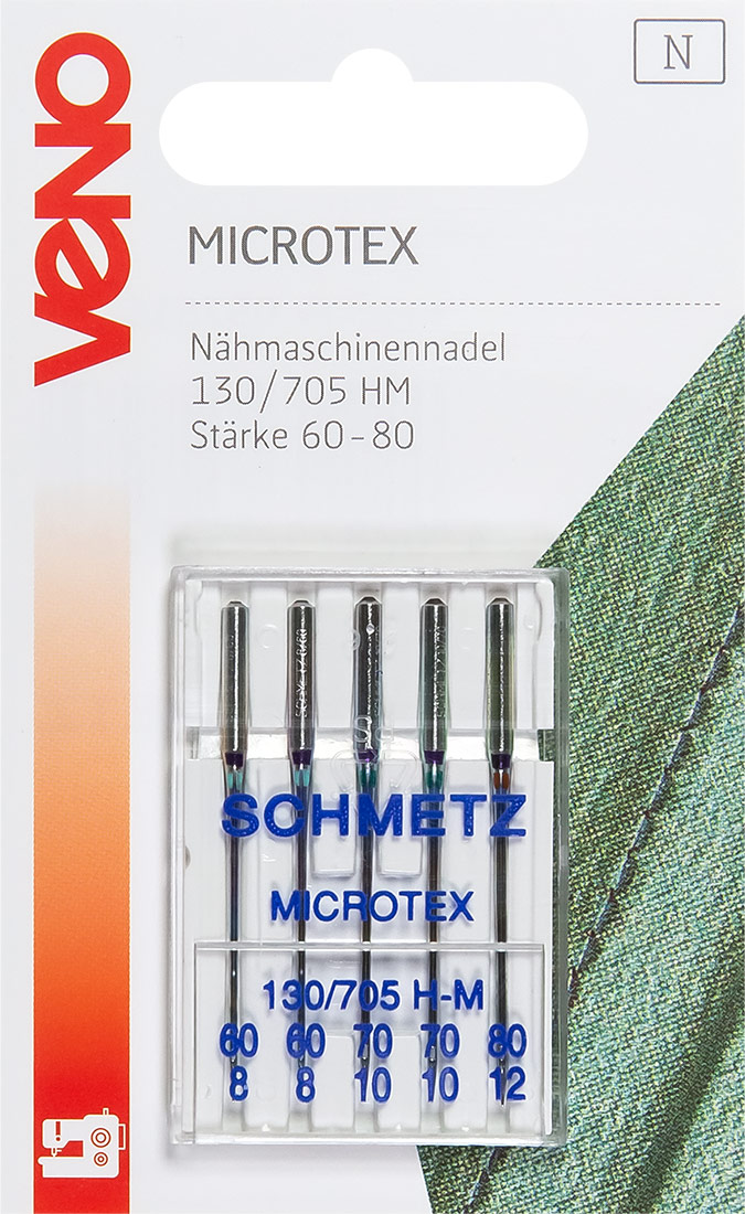 Schmetz Nähmachinennadel Microtex 130/705 HM Stärke 60-80 Flachkobeln