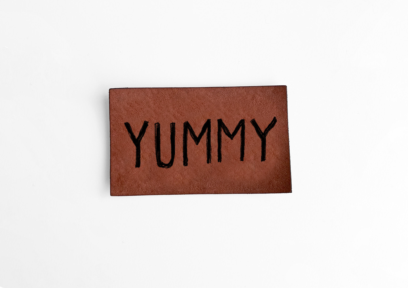 Weiches Kunstlederlabel Soft Eat & Love Pommesliebe Yummy 3 x 5 cm Label Patch Aufnäher