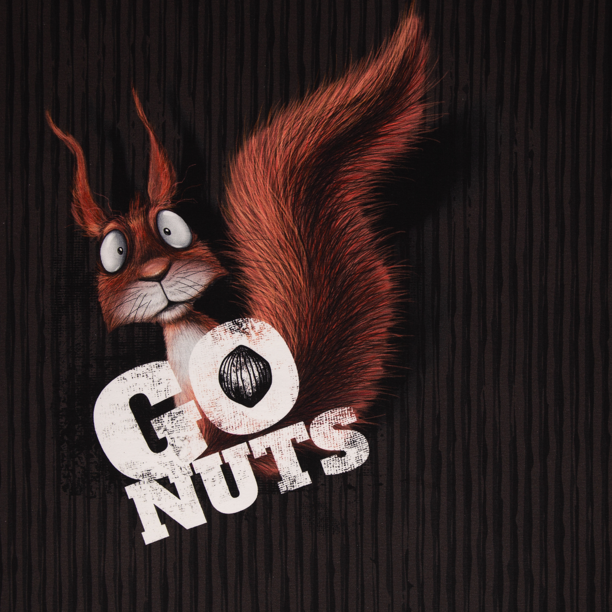 Go Nuts by Thorsten Berger French Terry Baumwolle Stoff Panel Eichhörnchen Streifen 85x155cm