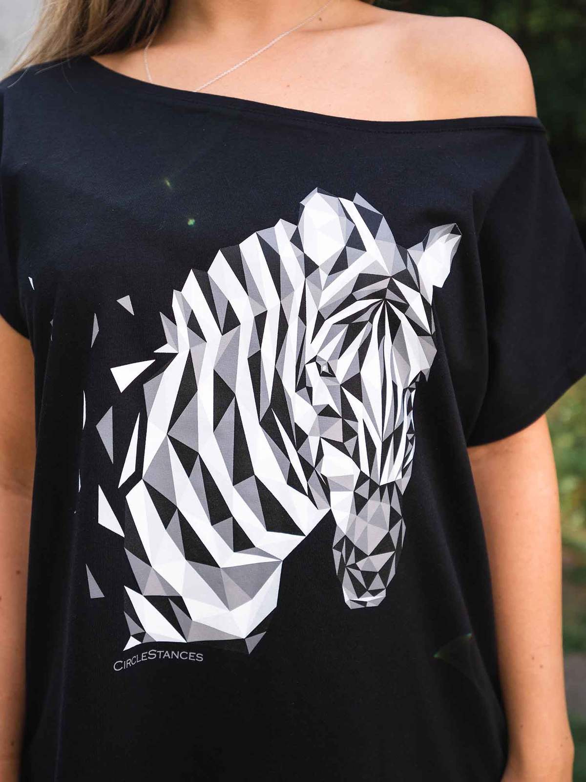Damen T-Shirt mit XL Rundhalsausschnitt Schwarz Weiß Geometrisches Zebra Gr XS-XL