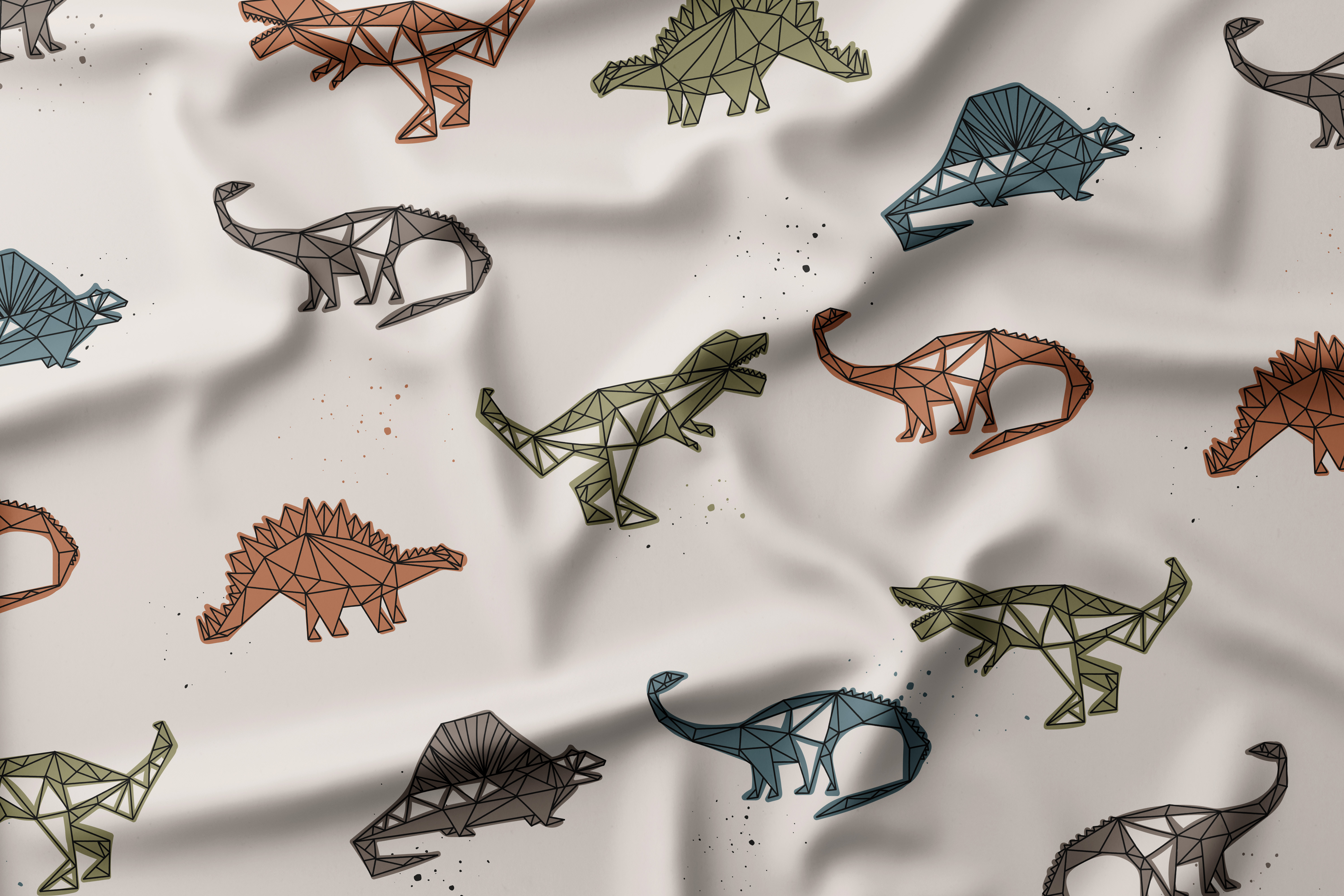 Baumwoll Jersey Stoff Extrabreit Dinolines Dinos Dinosaurier 180 cm WB Eigenproduktion