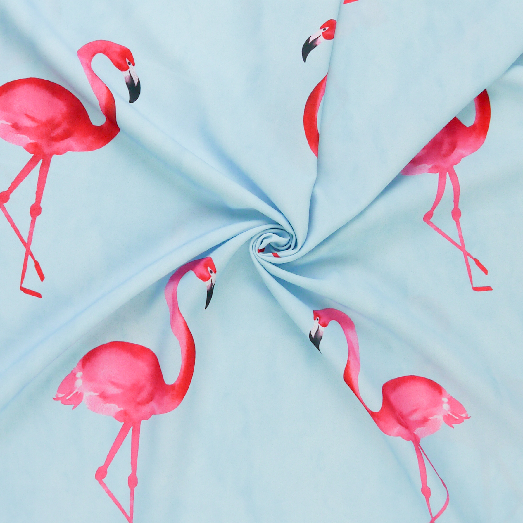 Taffeta Druck Flamingo Pink Blau