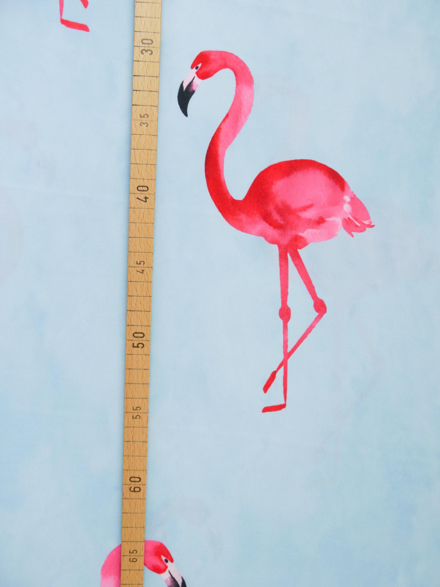 Taffeta Druck Flamingo Pink Blau