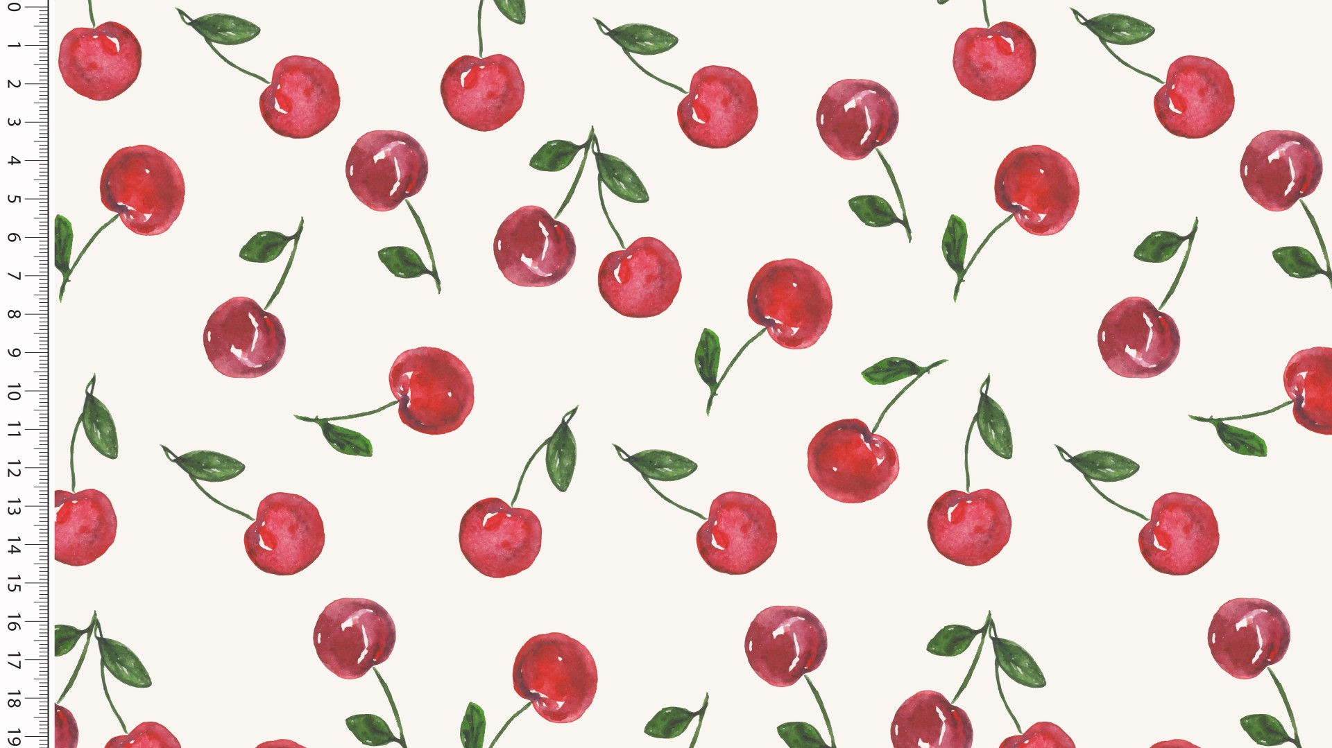 Jersey Stoff Elastisch Kirsche Weiß Rot Grün Serie Obst 150 cm WB