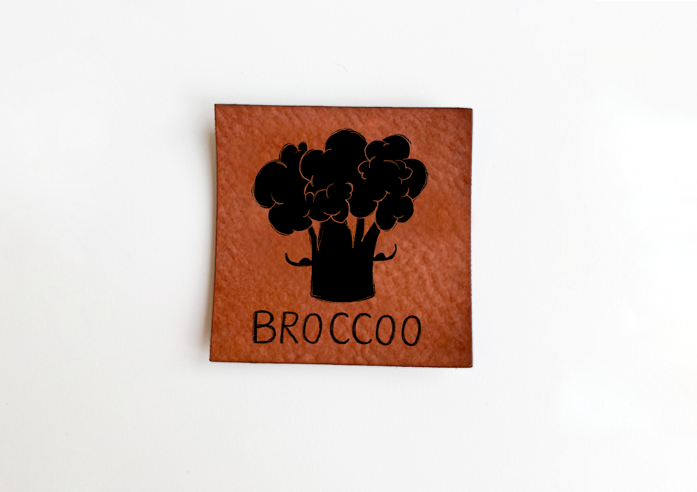 Weiches Kunstlederlabel Soft Fruit & Veg Brocco Brokkoli 4 x 4 cm Label Patch Aufnäher