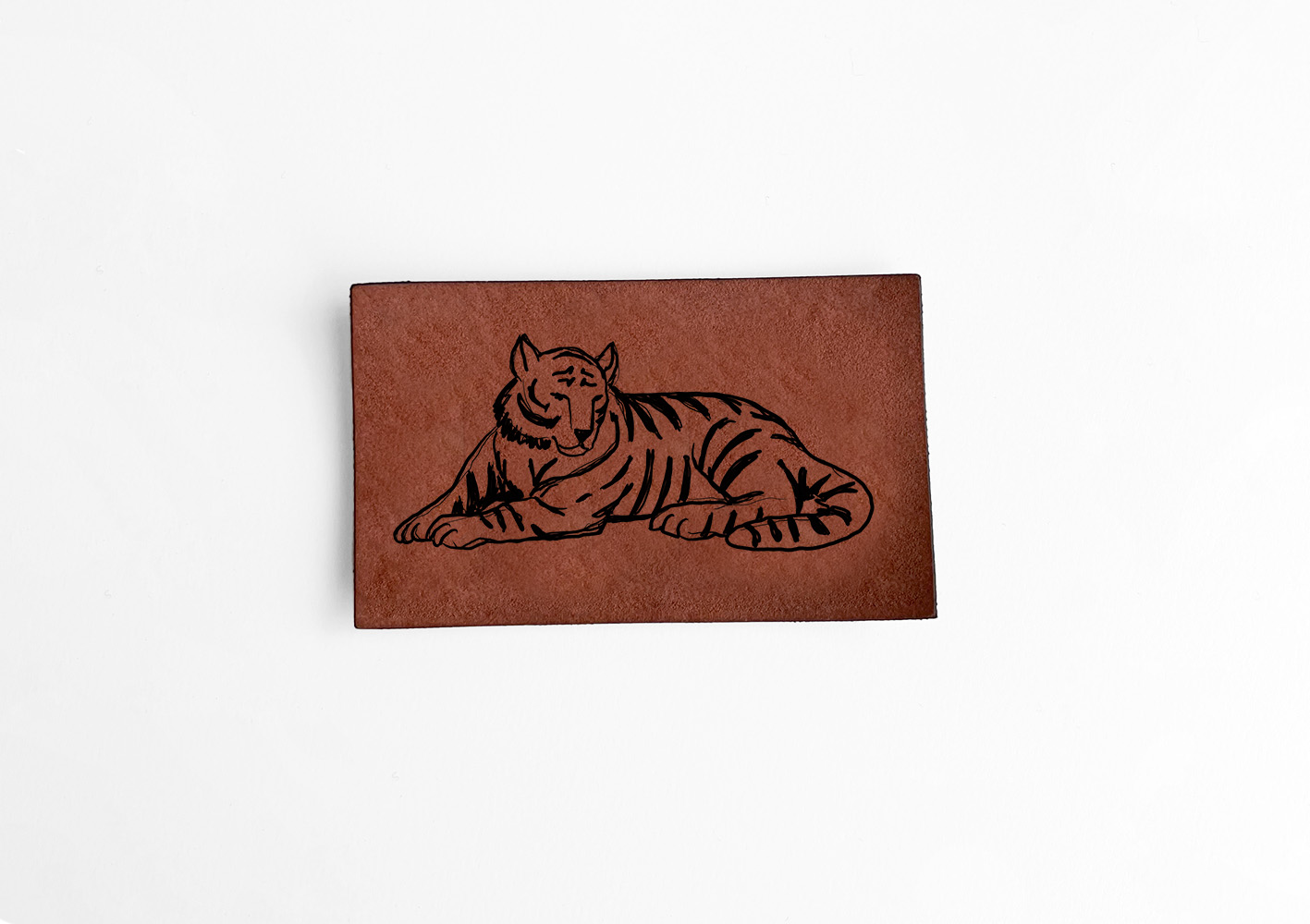 Weiches Kunstlederlabel Soft Animalsketch Tiger 3 x 5 cm Label Patch Aufnäher