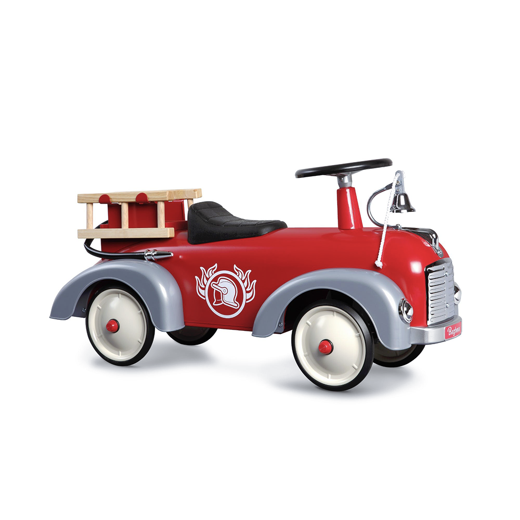 Retro Speedster Feuerwehrauto Vintage Rutschauto Rot Weiß Grau