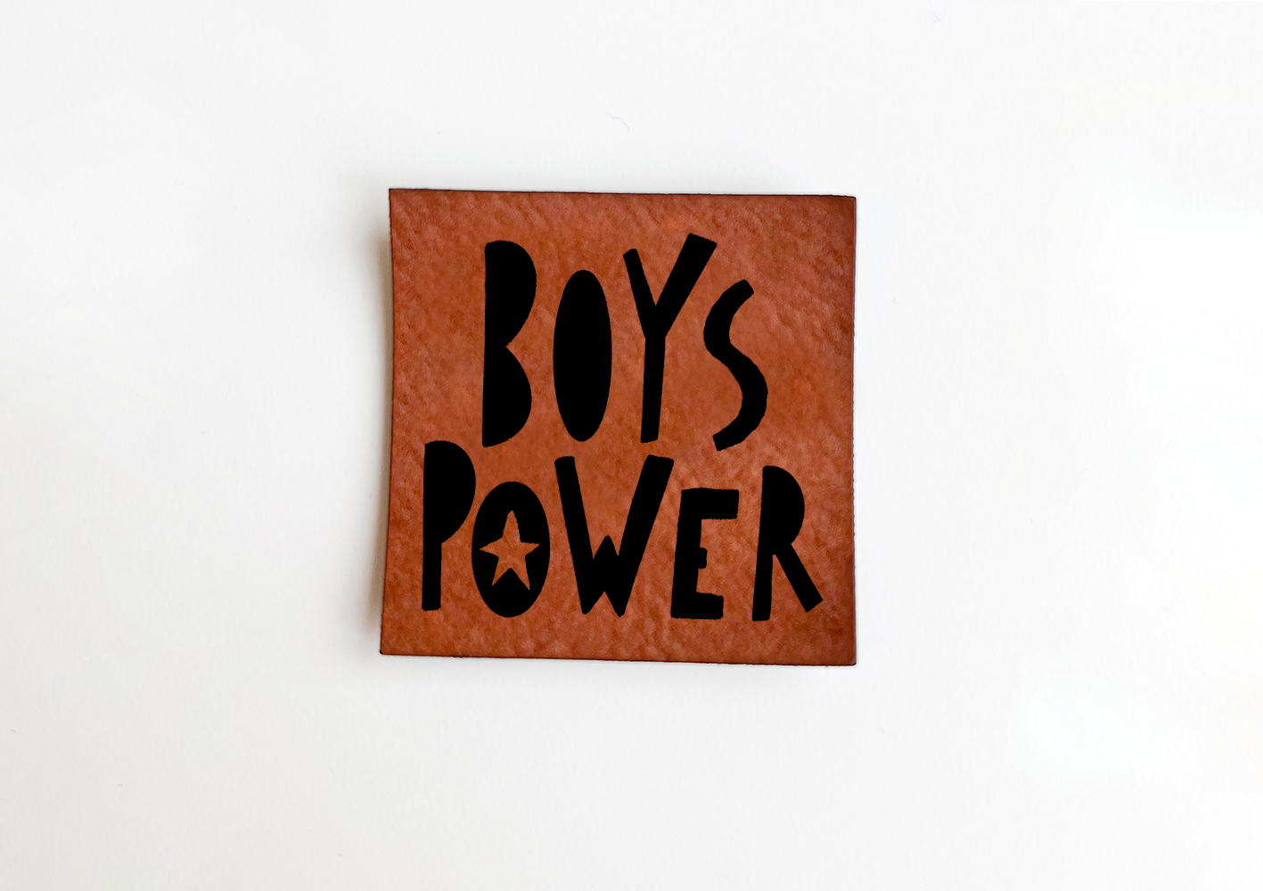 Weiches Kunstlederlabel Soft School Boyspower 4 x 4 cm Label Patch Aufnäher