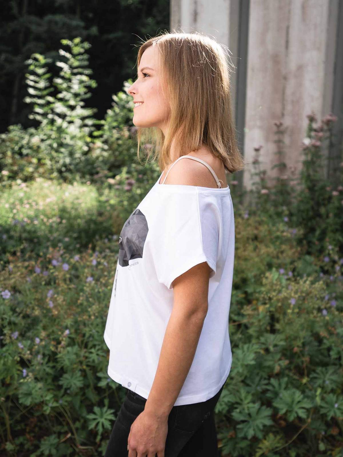 Damen T-Shirt mit XL Rundhalsausschnitt Weiß Grau Geometrischer Elefant Gr XS-XL