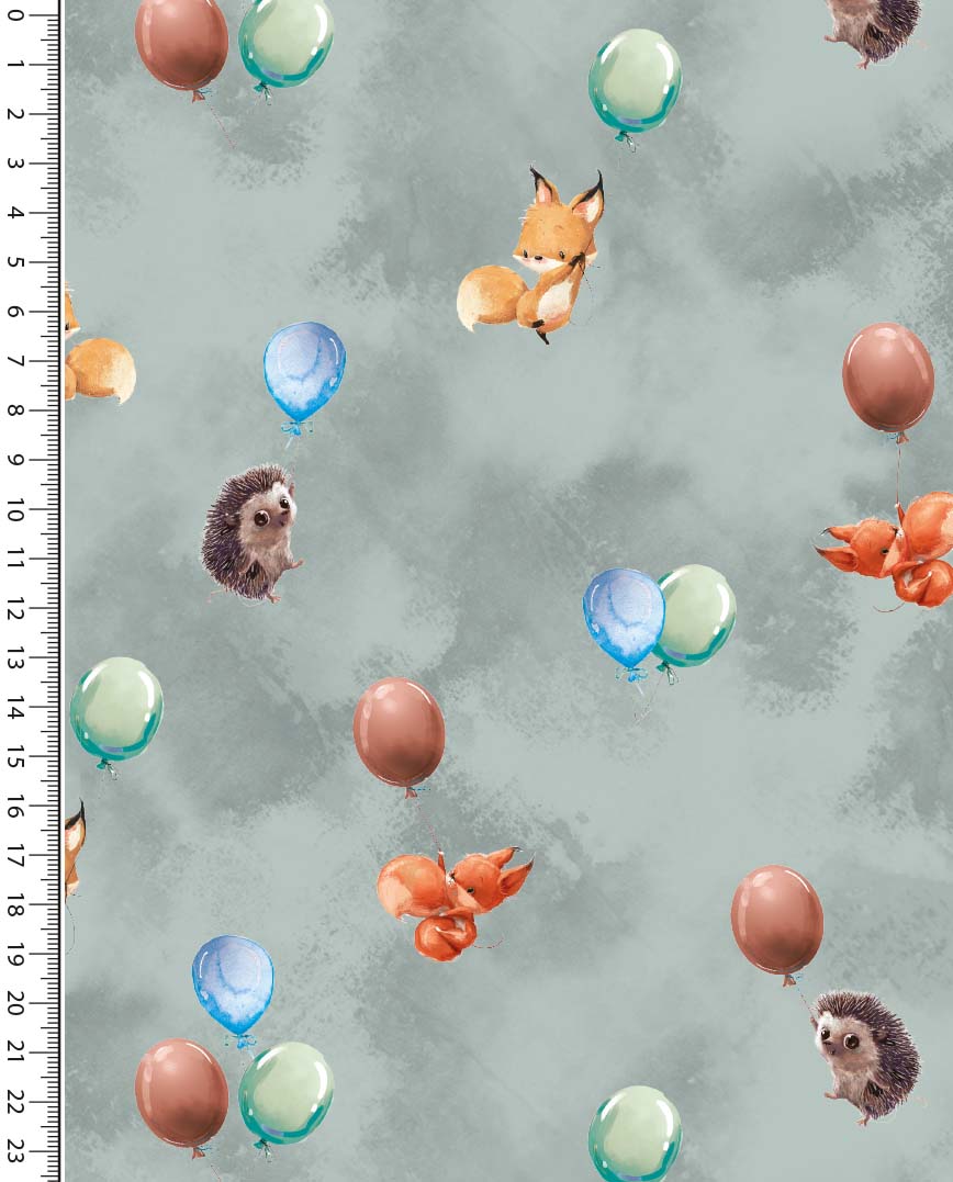 Softshell gefüttert bedruckt Flying Animals Luftballons Mint Bunt 145 cm WB