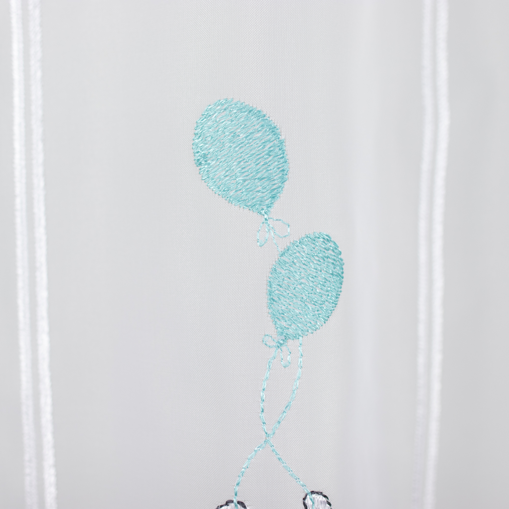 Scheibengardine Bistrogardine Kurzgardine Meterware Ella Weiß Blau Luftballon 45 cm